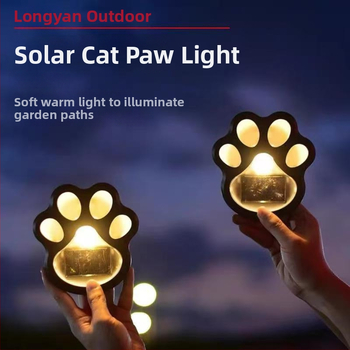 Tarpvalstybinis saulės kačių letenų šviestuvas, vandeniui atsparus kiemo pėdų šviestuvas, sodo dekoracija, balkonas, atmosfera, kačių letenų šviestuvas, vejos šviestuvas
