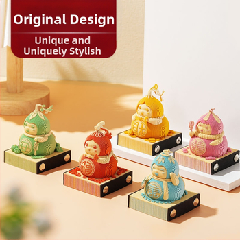 3D-paberist skulptuur Fuwa stereo märkmepadjast kunstiteoste lauakalender, käsitsi rebitav, silmapaistvad kleepmärkmed, armas hiina stiil