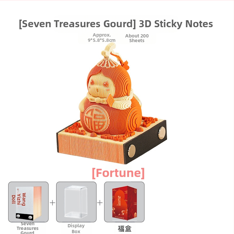 3D-paberist skulptuur Fuwa stereo märkmepadjast kunstiteoste lauakalender, käsitsi rebitav, silmapaistvad kleepmärkmed, armas hiina stiil