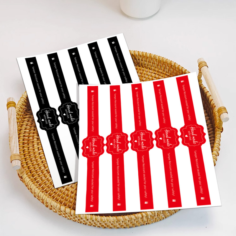 50 matrica/csomag piros hosszú matricák kerek öntapadós lezáró matricák süteményes doboz barkács dekorációs matricák