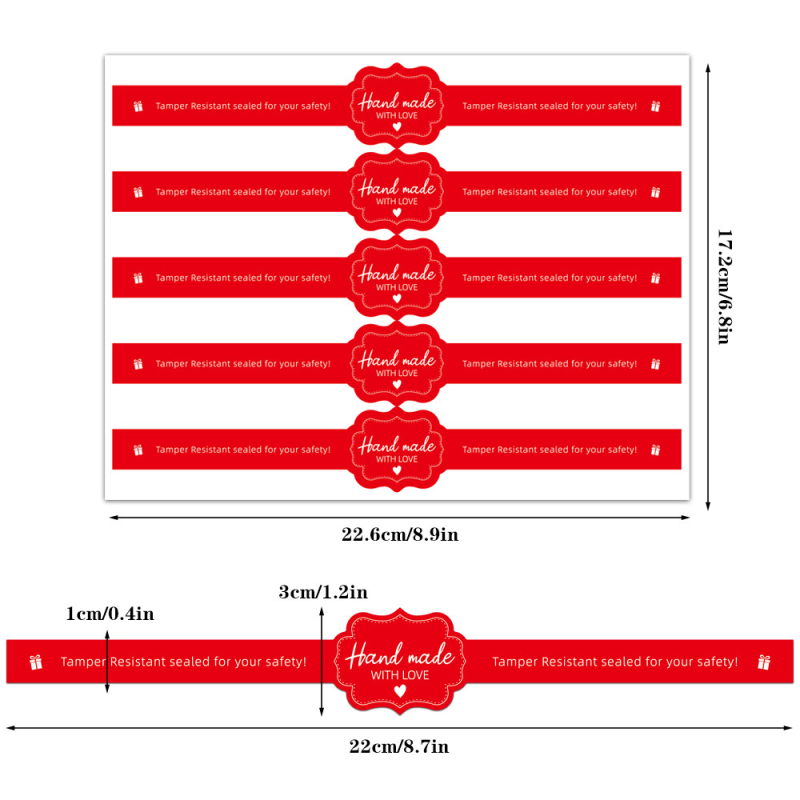 50 matrica/csomag piros hosszú matricák kerek öntapadós lezáró matricák süteményes doboz barkács dekorációs matricák
