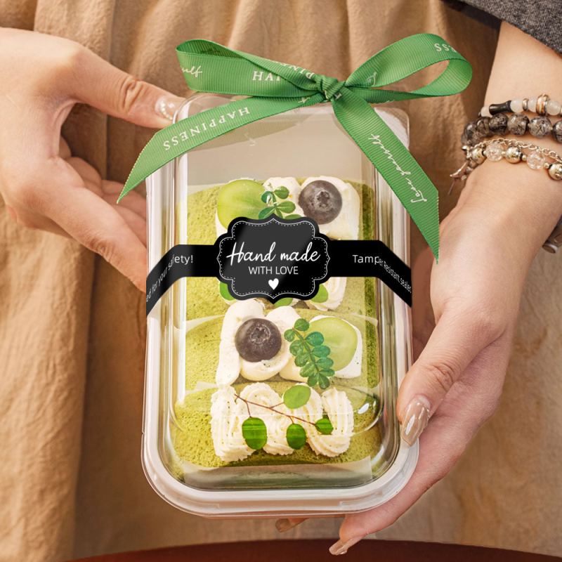 50 matrica/csomag piros hosszú matricák kerek öntapadós lezáró matricák süteményes doboz barkács dekorációs matricák