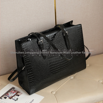 Laos 2023. aastal uus suure mahutavusega moodne kaasaskantav õlakott krokodillimustriga naistele, 15,6-tolline sülearvutikott