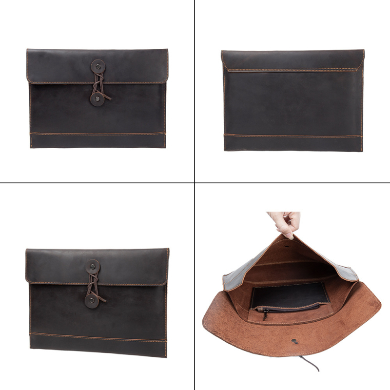 Nagykereskedelmi Crazy Horse bőr felső rétegű marhabőr valódi bőr dokumentumtáska 13 hüvelykes számítógéptáska üzleti férfi borítékos kuplung kézitáska