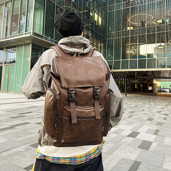 Új PU felsőkategóriás férfi hátizsák, testreszabott, alkalmi, nagy kapacitású utazási, vízálló üzleti számítógépes hátizsák