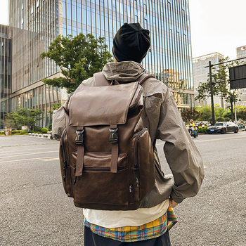 Új PU felsőkategóriás férfi hátizsák, testreszabott, alkalmi, nagy kapacitású utazási, vízálló üzleti számítógépes hátizsák
