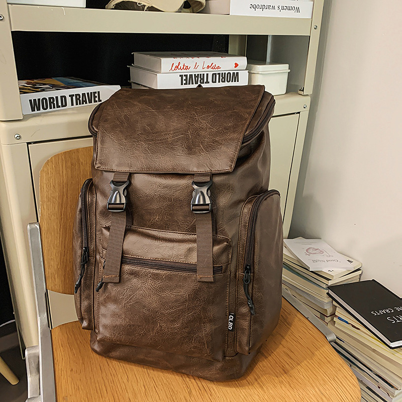 Új PU felsőkategóriás férfi hátizsák, testreszabott, alkalmi, nagy kapacitású utazási, vízálló üzleti számítógépes hátizsák