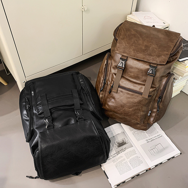 Új PU felsőkategóriás férfi hátizsák, testreszabott, alkalmi, nagy kapacitású utazási, vízálló üzleti számítógépes hátizsák