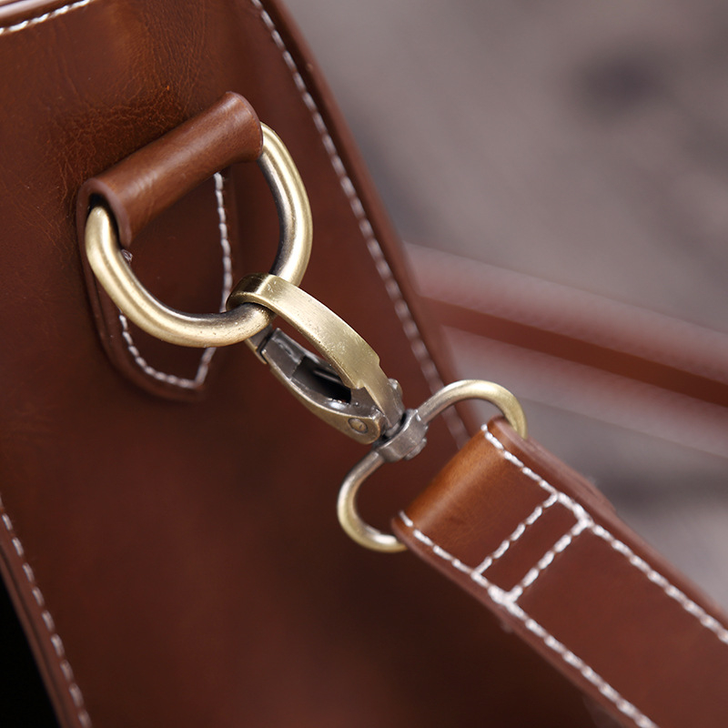 Jauns biznesa Crazy Horse PU portfelis vīriešu plecu soma pusapvalka horizontāla stila retro stila vīriešu soma