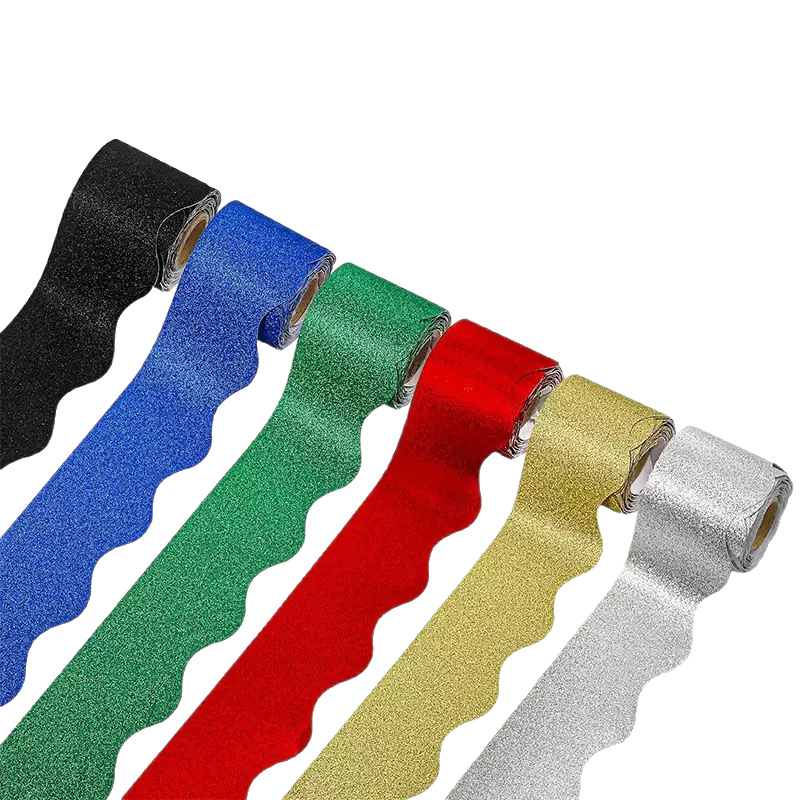 Keresztirányú szegélynyomtató tekercs Színes szegély Dekoratív papír Tábla Party hangulat Hirdetőtábla Hullámos dekoratív papír Karton