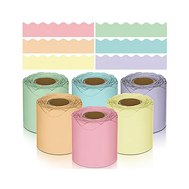 Keresztirányú szegélynyomtató tekercs Színes szegély Dekoratív papír Tábla Party hangulat Hirdetőtábla Hullámos dekoratív papír Karton