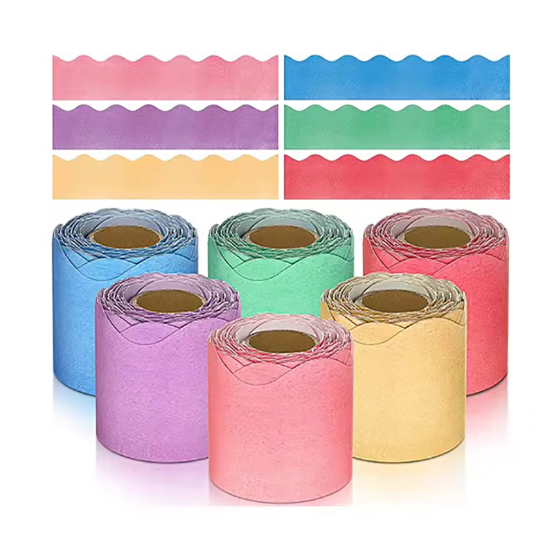Keresztirányú szegélynyomtató tekercs Színes szegély Dekoratív papír Tábla Party hangulat Hirdetőtábla Hullámos dekoratív papír Karton