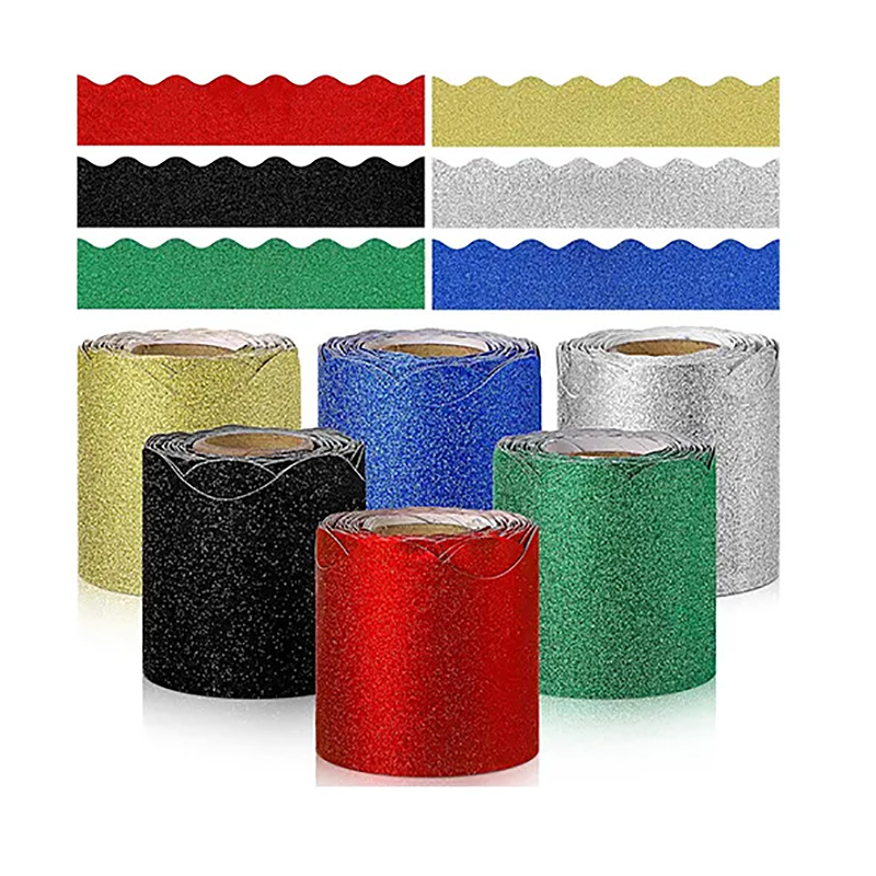 Keresztirányú szegélynyomtató tekercs Színes szegély Dekoratív papír Tábla Party hangulat Hirdetőtábla Hullámos dekoratív papír Karton