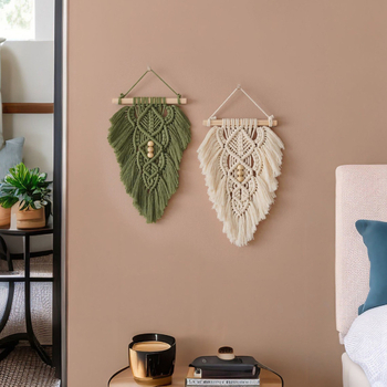 Naujas rankomis austas lapinis gobelenas iš Šiaurės šalių kambario miegamojo sienų plunksnų papuošalų iš „Amazon Supply“.