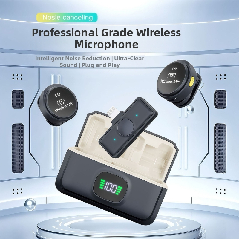 Трансгранични експлозии Q8Q9 безжична щипка за нашийник с микрофон Q8Q9 с едно плъзгане, две Apple Android магнитна катарама, мобилен телефон, запис на думи