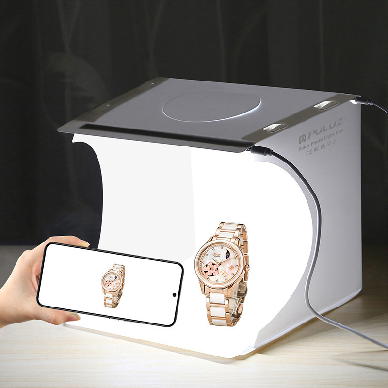 Kellékek Ékszerek Fehér háttér Termék Softbox Kis Mini Stúdió Fotókitöltő lámpa Fotóasztal