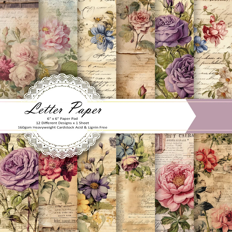 24 retromustriga scrapbooking-paberit, 6-tollist mustriga paberit, taustapaberit, käsitsi valmistatud paberit, värvilist paberit, fotoalbumi materjali, paberit