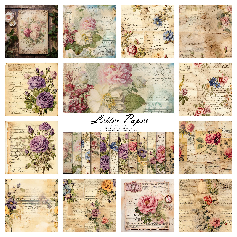 24 retromustriga scrapbooking-paberit, 6-tollist mustriga paberit, taustapaberit, käsitsi valmistatud paberit, värvilist paberit, fotoalbumi materjali, paberit