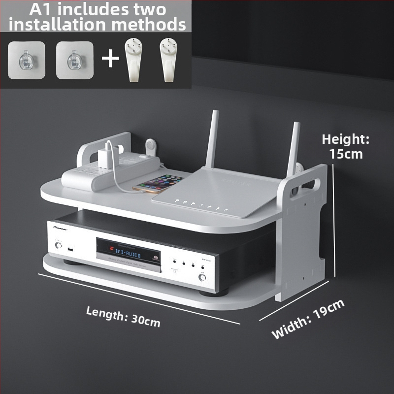 Nappali projektor konzol falra szerelhető router tárolódoboz falra szerelhető, nem perforált, üreges set-top box tárolóállvány