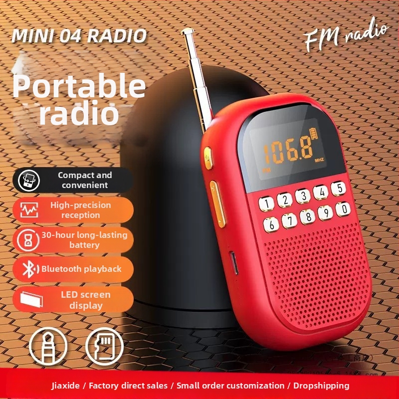 Rádió időseknek, behelyezhető kártyával, kis hangszóróval, hordozható vevőegység időseknek, többsávos FM/AM/Bluetooth