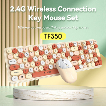 Uus juhtmevaba klaviatuuri ja hiire komplekt TF350 piiriülene kontoritüdruk punk huulepulk retro armas klaviatuur ja hiir