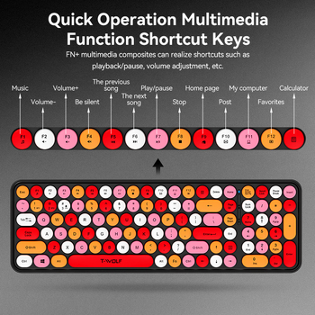 Uus juhtmevaba klaviatuuri ja hiire komplekt TF350 piiriülene kontoritüdruk punk huulepulk retro armas klaviatuur ja hiir