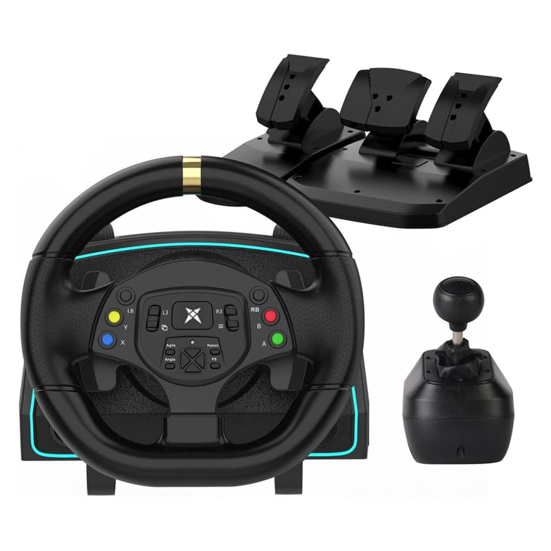 1080 laipsnių lenktynių žaidimo universalus simuliatoriaus vairas, suderinamas su kompiuteriu / PS3 / Switch / Android All-In-One