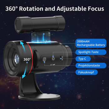 Λάμπα προβολής Starry Sky 7 φύλλα φιλμ Μπαταρία 2000Mah Ζεστό έγχρωμο νυχτερινό φως Λάμπα προβολής Galaxy Galaxy