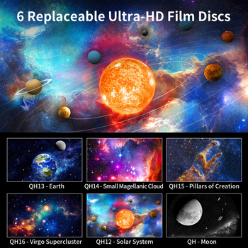 Λάμπα προβολής Starry Sky 7 φύλλα φιλμ Μπαταρία 2000Mah Ζεστό έγχρωμο νυχτερινό φως Λάμπα προβολής Galaxy Galaxy