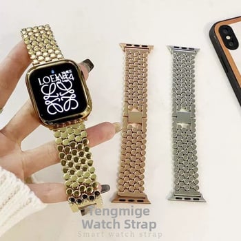 Alkalmas Apple Watch halpikkely mintázatú fém I watch 5678s9 generációs SE rozsdamentes acél óraszíjhoz