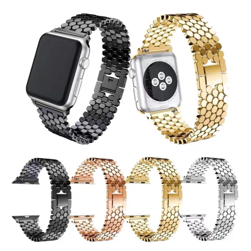 Alkalmas Apple Watch halpikkely mintázatú fém I watch 5678s9 generációs SE rozsdamentes acél óraszíjhoz