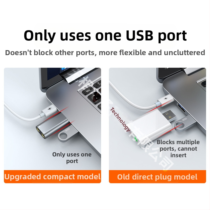 Външна USB звукова карта USB към слушалки + микрофон без драйвери за настолен компютър, лаптоп, PS4, външна звукова карта