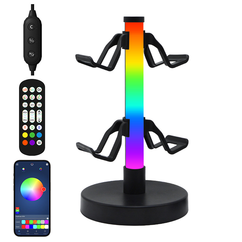 Pārrobežu tirgū pieprasīts RGB spēļu kontroliera statīvs, austiņu statīvs, apkārtējās vides apgaismojums, e-sporta ritma apgaismojums, galda lampa, naktslampiņa