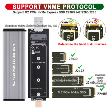 Cutie pentru hard disk M.2 NVMe PCIe SSD USB 3.2 gen2, cutie pentru hard disk NVMe cu interfață dublă în linie