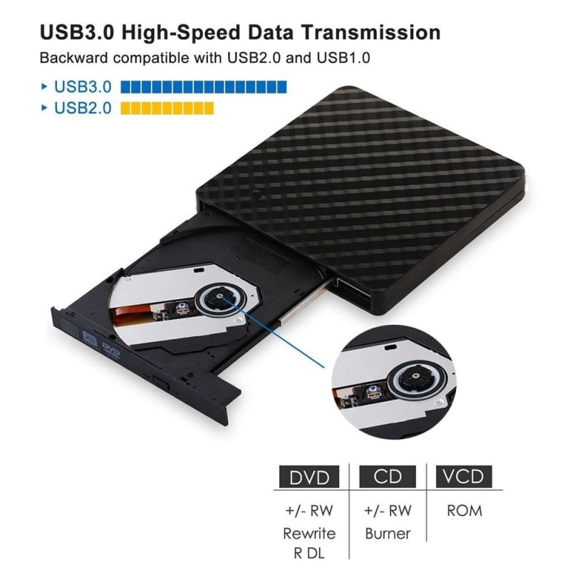 USB3.0 ārējais optiskais diskdzinis mobilais DVD rakstītājs galddators klēpjdators TYPEC ārējais optiskais diskdzinis