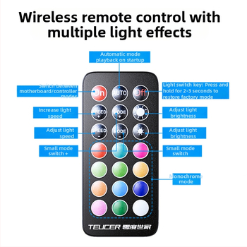 Šassiiventilaatori ühe punkti kümne kogumisliini kontroller 5V3-pin ARGB shuang sünkroonne PWM temperatuuri juhtimiskeskus kaugjuhtimispuldiga