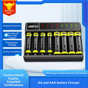 Piiriülene 1,2 V Ni-MH akulaadija USB nutika istme laadija 8 pesaga universaalne 5,7-tolline laadija laos