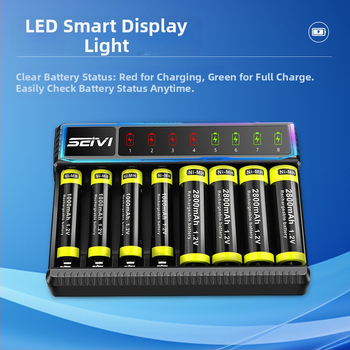 Piiriülene 1,2 V Ni-MH akulaadija USB nutika istme laadija 8 pesaga universaalne 5,7-tolline laadija laos