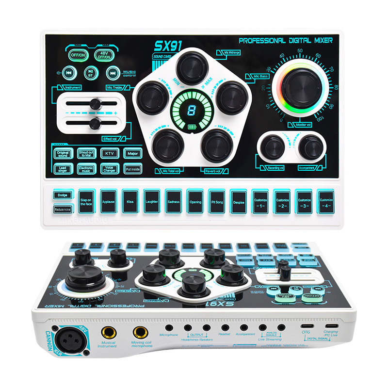 Трансграничен 48V микрофон за звукова карта за предаване на живо, ексклузивен за Sx91, звукова карта, китайска и английска версия с персонализирани звукови ефекти.