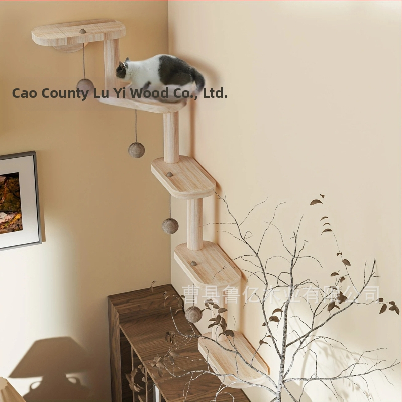 Výrobca hotového masívneho dreveného rebríka pre mačky na stenu, zavesný vnútorný stenový preliezací rám pre mačky