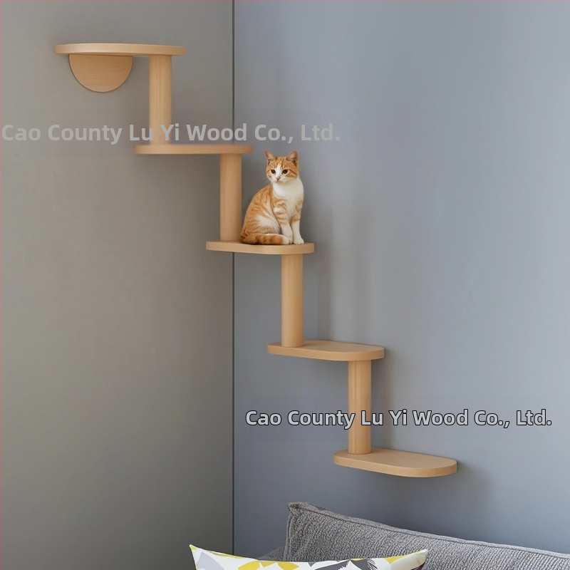 Výrobca hotového masívneho dreveného rebríka pre mačky na stenu, zavesný vnútorný stenový preliezací rám pre mačky