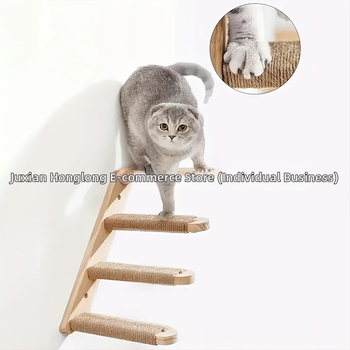 Σκάλα αναρρίχησης για γάτες σε διασυνοριακό επίπεδο, ξύλινο πλαίσιο αναρρίχησης για γάτες, παιχνίδι γάτας, σκαλοπάτια, επιτοίχια βάση για σπίτι, εσωτερική αιώρα γάτας