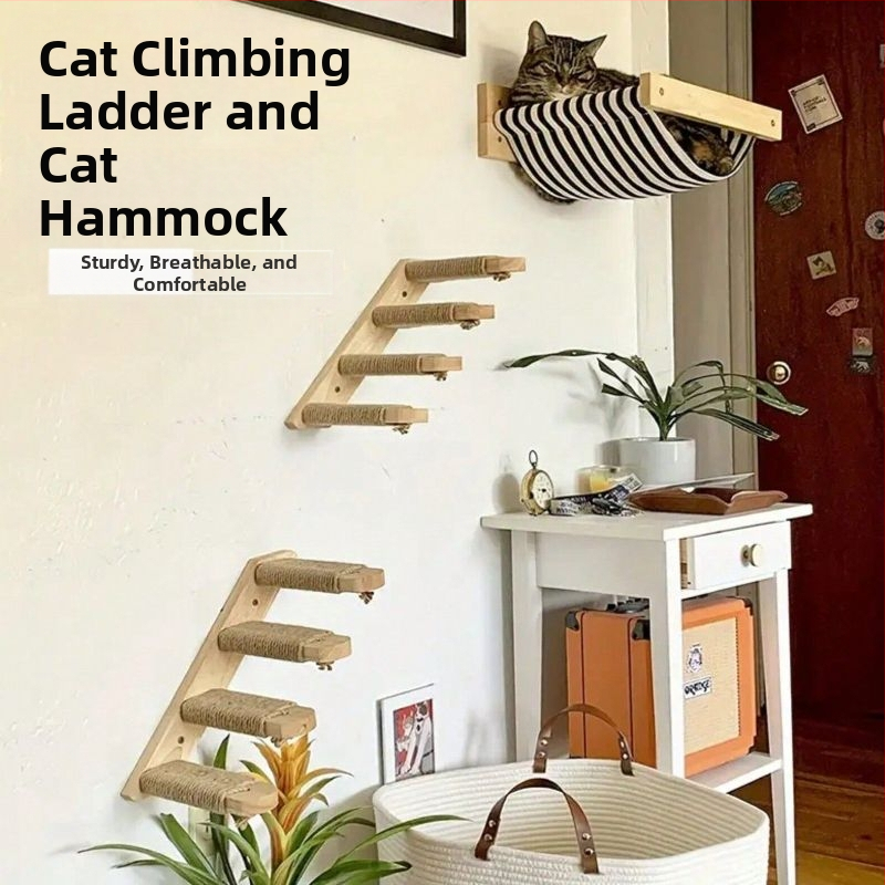 Határokon átnyúló kisállat macska mászólétra fa macska mászóka macskajáték lépcső fali állvány otthoni beltéri macska függőágy