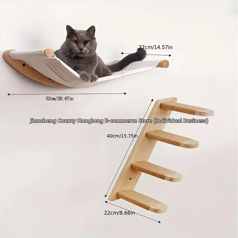 Дървена рамка за катерене за котки, стълба за катерене за домашни любимци, дървена рамка за катерене за котки, играчка за котки, стълби, стенна стойка, домашен хамак за котки, вътрешен, хамак за котки