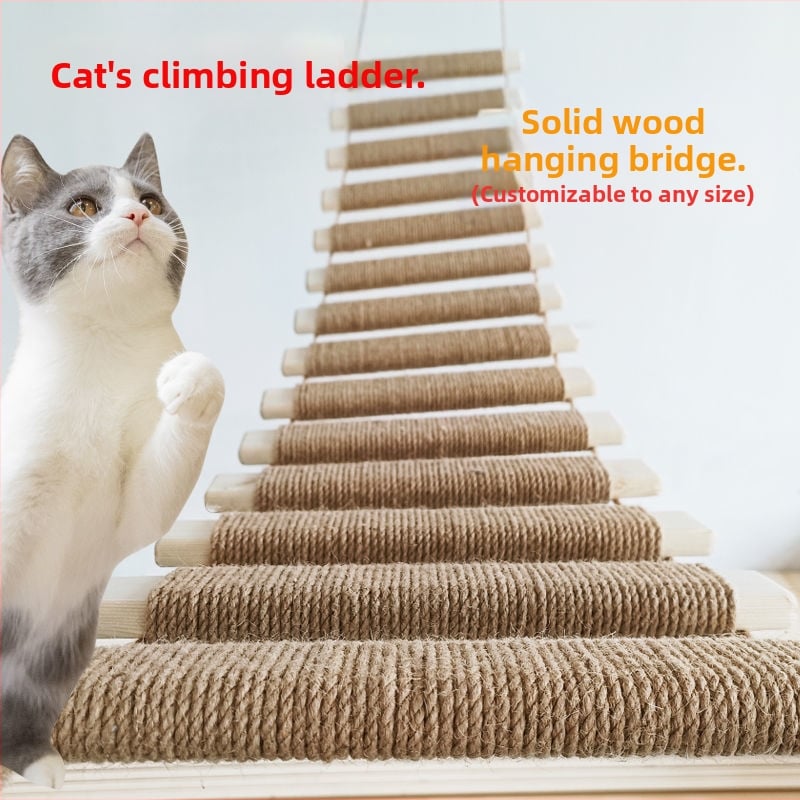 XZ [1680 ember dicséri] tömörfa macskakötéllétra macskamászóka házilag készített barkács kiegészítők macskafészek macska kaparódeszka puha létra egyenes