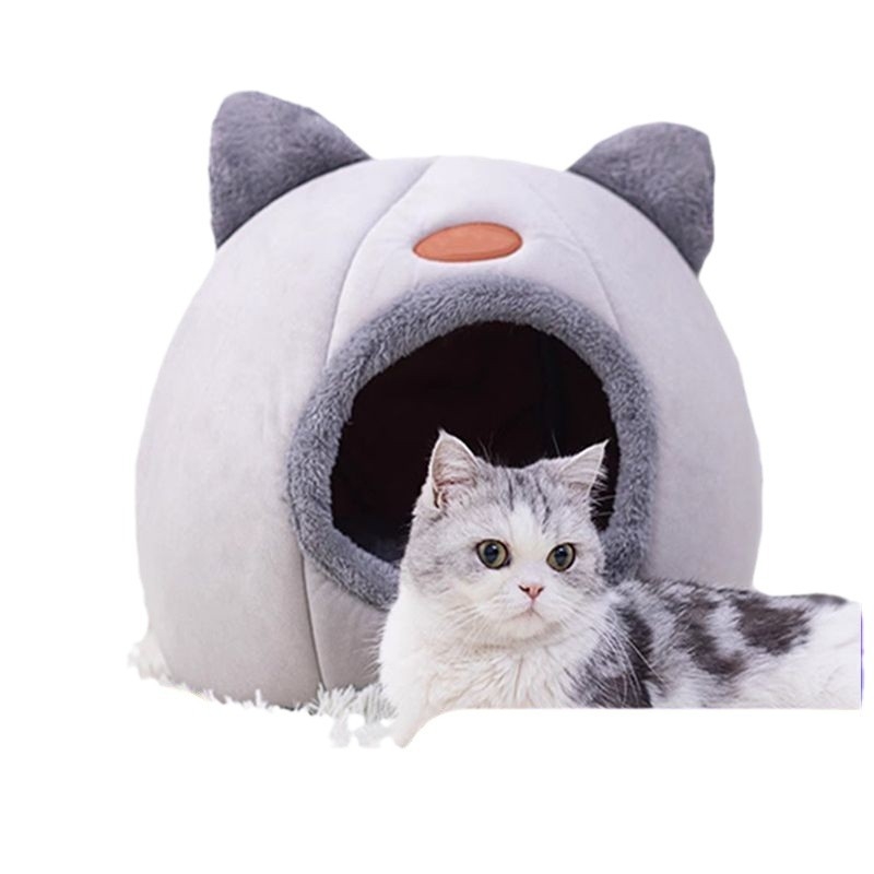 Котешко гнездо Топло удебелено затворено легло за къща Вила Кучешка развъдница Зима Топло и домашен любимец Котешка постелка за спане