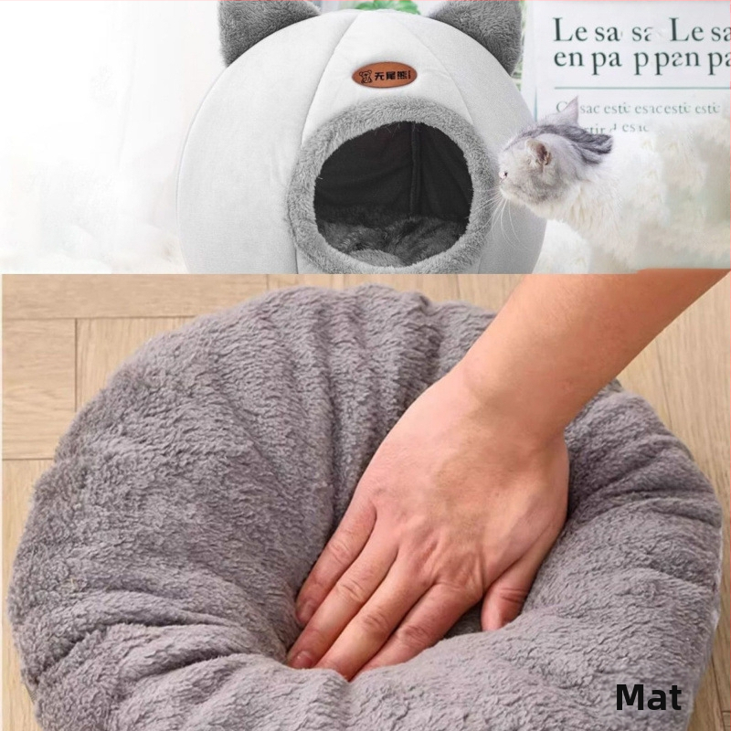 Котешко гнездо Топло удебелено затворено легло за къща Вила Кучешка развъдница Зима Топло и домашен любимец Котешка постелка за спане