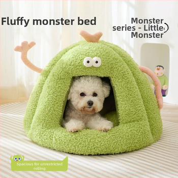 Új kutyakennel téli meleg félig zárt macskafészek szőnyeg őszi és téli kis szörny alakú macska kisállat kellékek nagykereskedelem