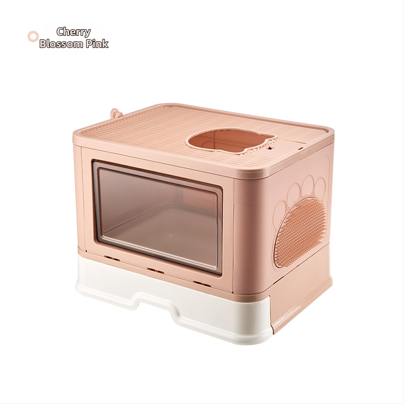 Aspet Zhejiang домашни любимци котешки тоалетни, тоалетна за котки тип горен тип, напълно затворена сгъваема тоалетна за котешки екскременти тип чекмедже