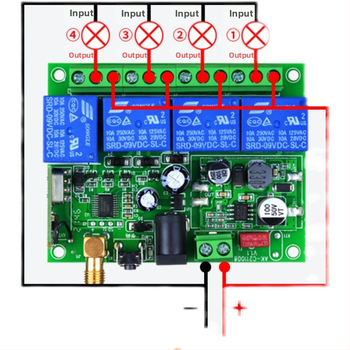 Ασύρματος διακόπτης τηλεχειρισμού τεσσάρων κατευθύνσεων DC DC12-48V για βιομηχανικό εξοπλισμό, κινητήρας ανύψωσης λαμπτήρων προς τα εμπρός και προς τα πίσω, ελεγκτής
